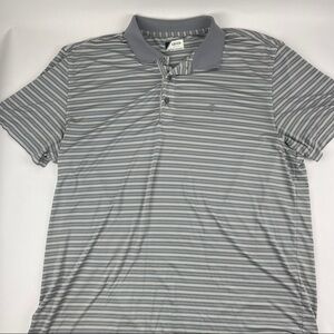 Izod Golf Polo Mens XL Gray White Striped